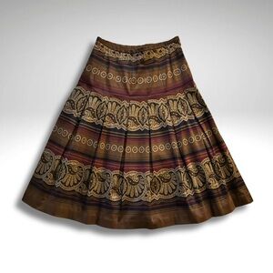 VTG Equestrian Paisley Border Print Midi Skirt | Size 2